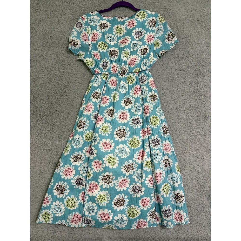 Boden Floral Fit And Flare Dress Size 10R Turquoise Cruise Beach - Picture 7 of 10